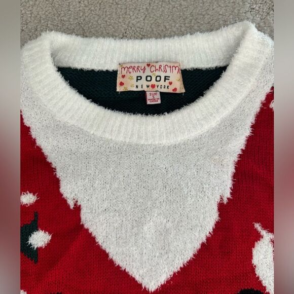 New Poof! New York ugly Christmas sweater with Santa Claus body beard sz S - Picture 4 of 9
